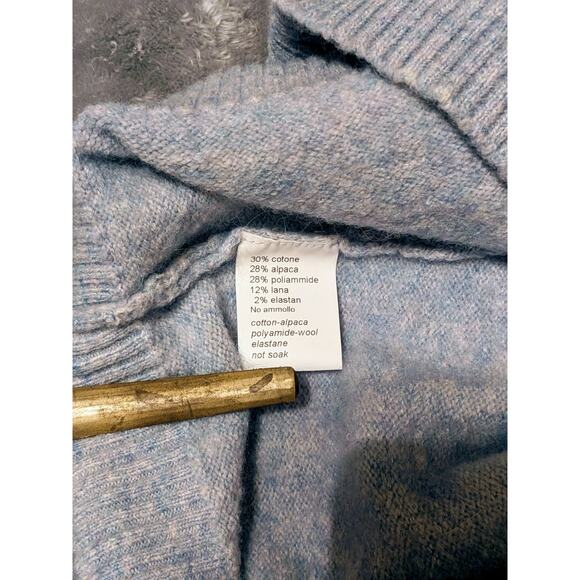 Men's Kangra Alpaca Wool Sky Blue Crew Sweater Italy Euro Old Money Academia - Picture 3 of 7
